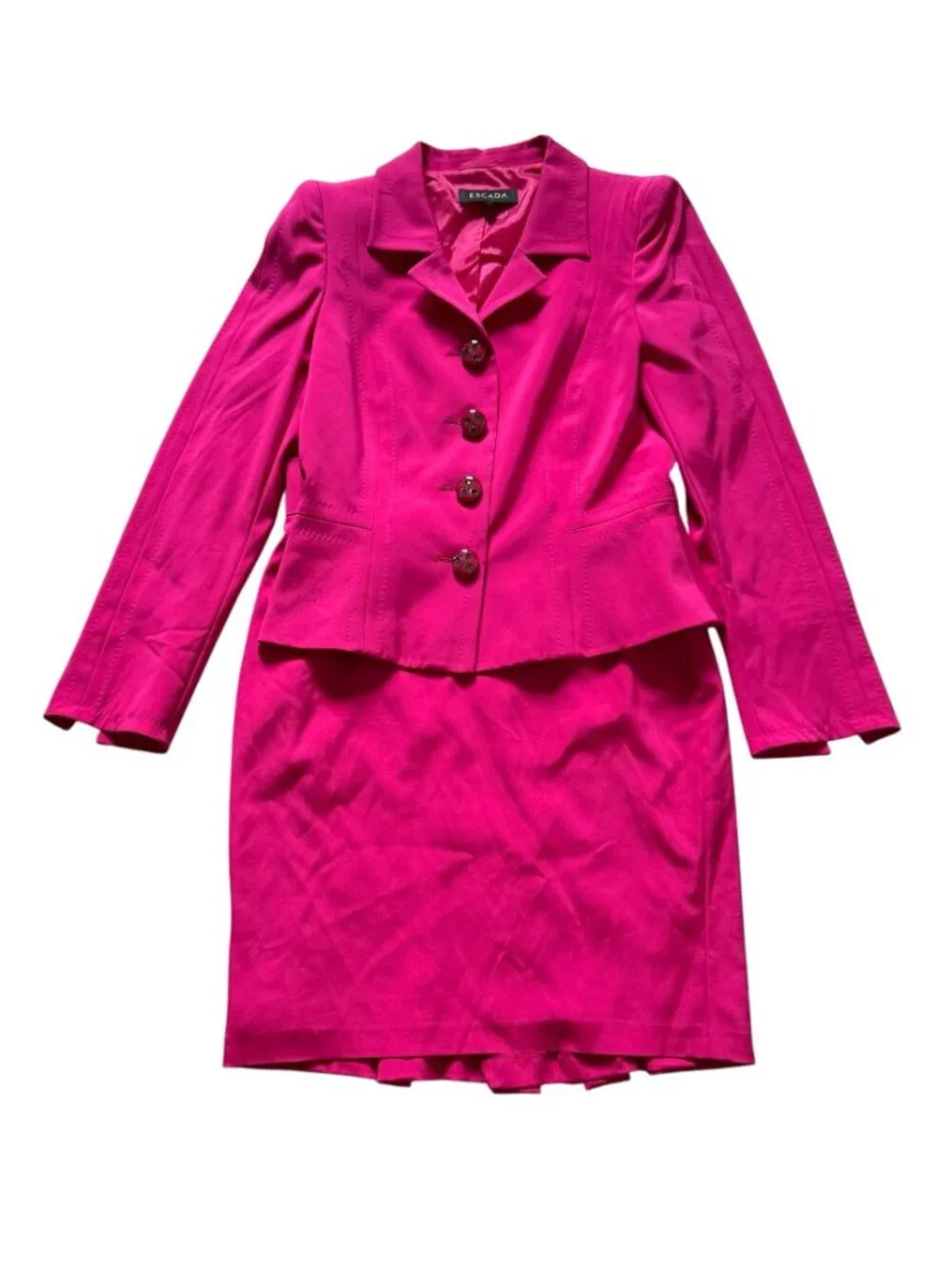 Escada Fuchsia Blazer Pencil Skirt Suit Set Women's 36 Pink - Picture 2 of 16